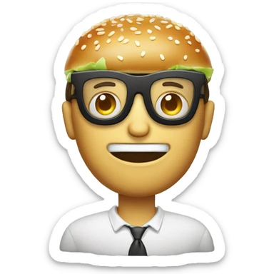 Un homme qui porte des lunettes qui mange un hamburger  sticker