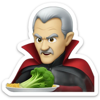 count dracula eating broccoli sticker