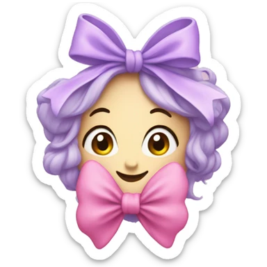 lilac heart with a pink bow sticker
