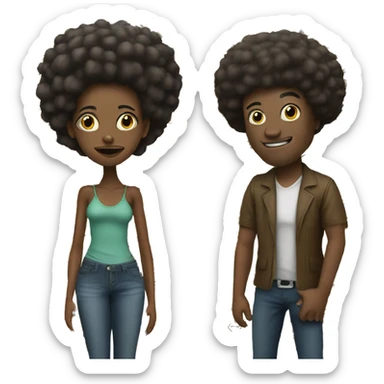 Freaky Afro girl with man sticker
