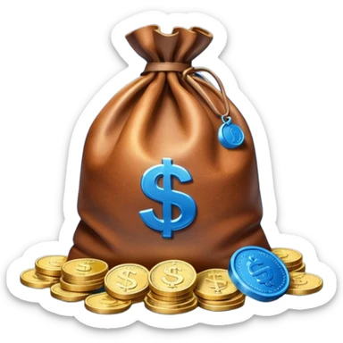 money bag on top of blue coins stack sticker