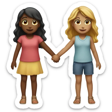 Two girls holding hands  sticker