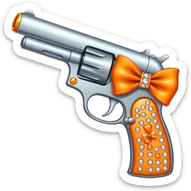 blinged gun with an orange bow sticker