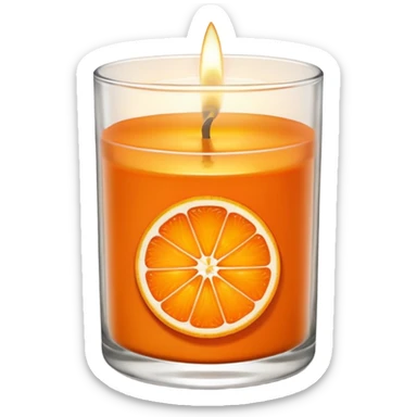 Citrus candle – orange wax in clear glass with slice of orange label sticker