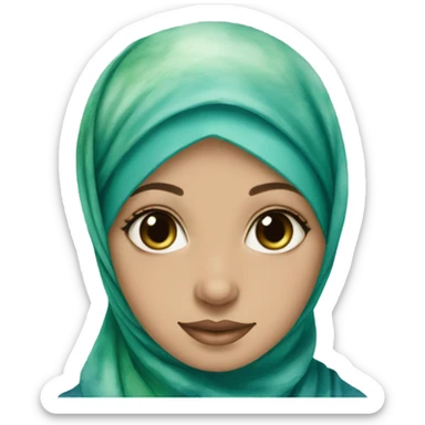 Blue and green watercolor hijab sticker