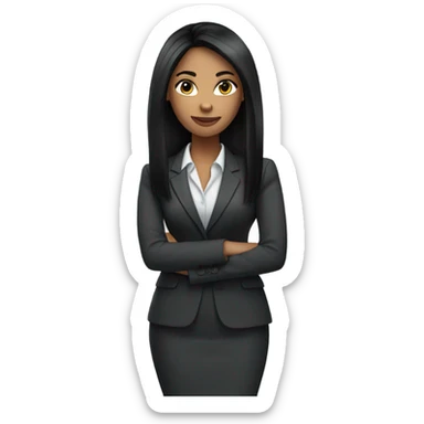 business woman long straight black hair sticker