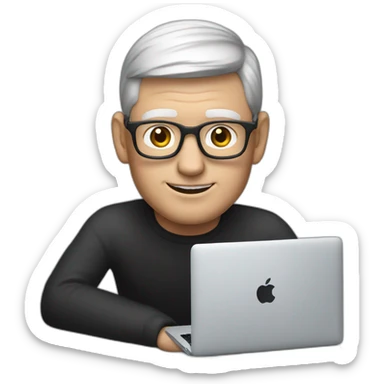 tim cook with a macbook pro sticker
