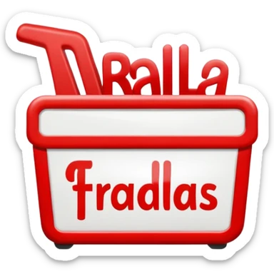 a simple drugstore sign for diapers, with the word "fraldas"simple red and white supermarket sign, with the word "fraldas" sticker