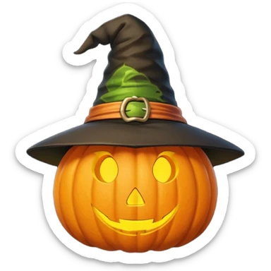 Cute Pumpkin wearing a witch hat sticker