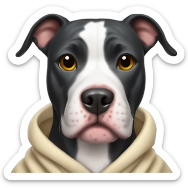 Black pitbull wearing robe sticker