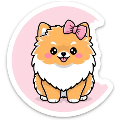 Pomerania con fiocco rosa sticker