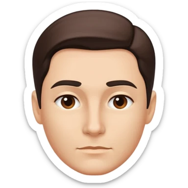 sharp chin lines, hair slicked to the side, sticker