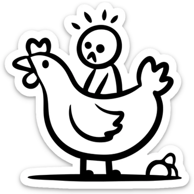 Minecraft chicken jockey - a small pixelated baby zombie riding on top of a white chicken, blocky style sticker