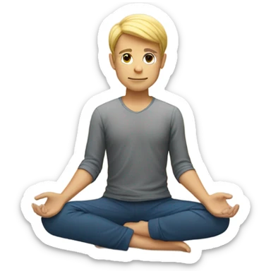 A man with blonde hair practicing yoga in the lotus pose, radiating serenity and focus sticker