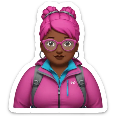 climber fat woman with dark pink bun hair and glassess sticker