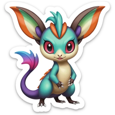 Shiny Cute Realistic Exotic Colorful Meloetta-Noivern-Stitch-Fakémon-creature-hybrid sticker