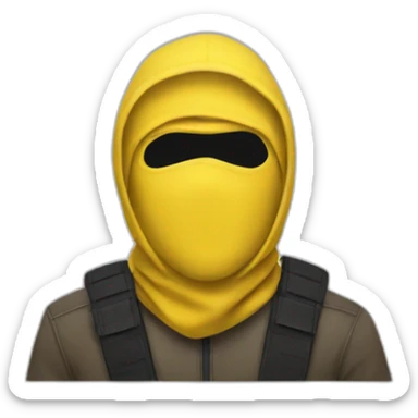 Guy wearing a yellow balaclava sticker