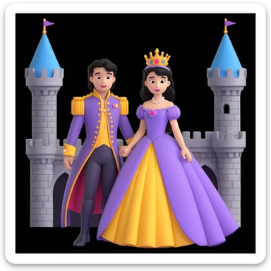 prince and princess disny dress close up photo in castle sticker