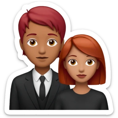 Mujer flaca con cabello mediano color rojo color de piel media, hombre de color medio moreno con cabello color negro, flaco sticker