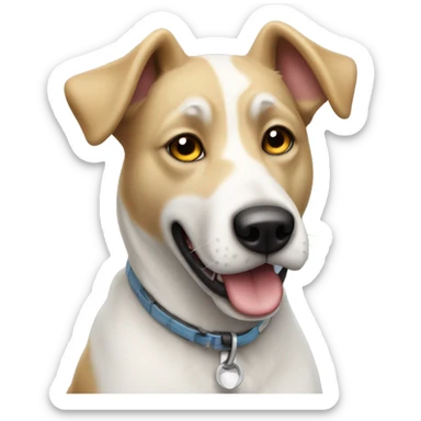 white mongrel dog  sticker