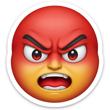 cartoon sticker of an angry emoji with a red face, colorful and cheerful, no text, suitable for WhatsApp and Instagram sticker