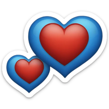 Coeur bleu et rouge sticker