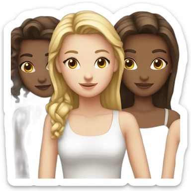 friendgroup of 4 white girls sticker