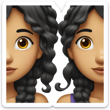 two girls kissing one with black hair the other one with black hair sticker