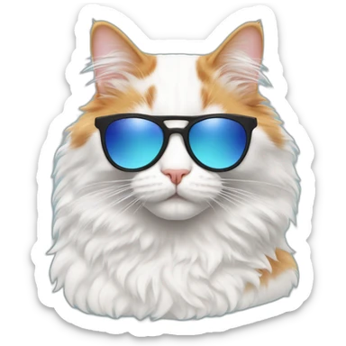 Fluffy cat turkish van in sunglasses sticker