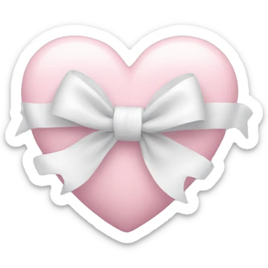 Pastel pink heart with white bow sticker