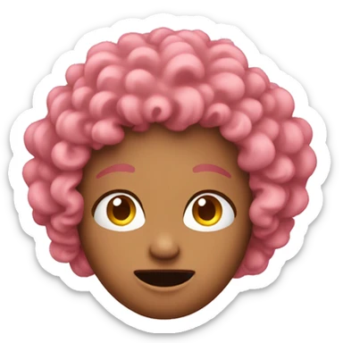 pink reaction emoji with curly hair sticker