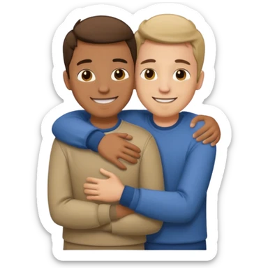 two guys hugging sticker
