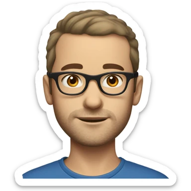 french boy with receding hairline and blue eyes with round glasses and stubble beard sticker