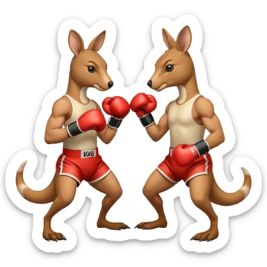 Kangaroos with boxing gloves fighting sticker
