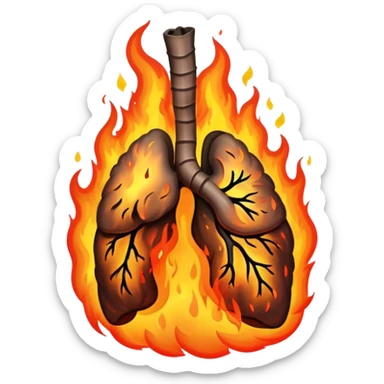 A lung engulfed in fire sticker