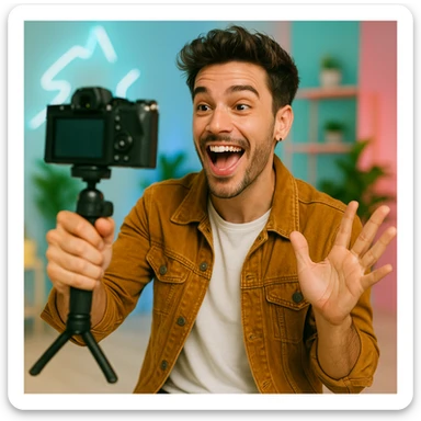 influencer, charismatic, vlogging with camera sticker