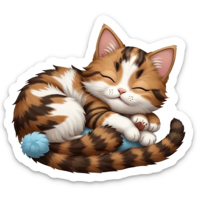 dark brown tabby and white kitten sleeping upside down on its back sticker