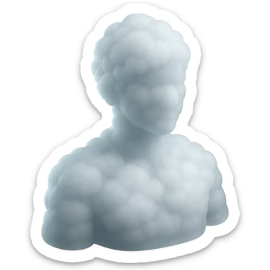 A person's shoulders and head made entirely of fluffy white convex clouds sticker