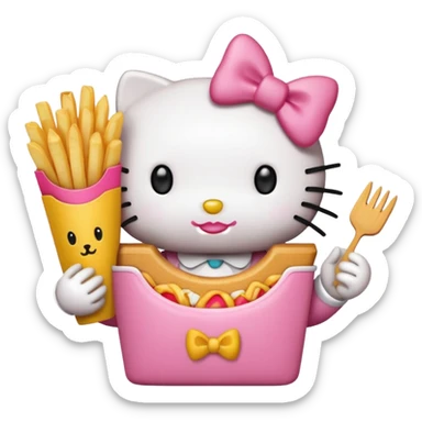 Hello Kitty with McDonalds fries sticker