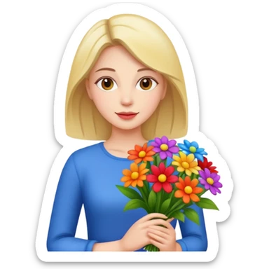 woman holding a bouquet of flowers
 sticker
