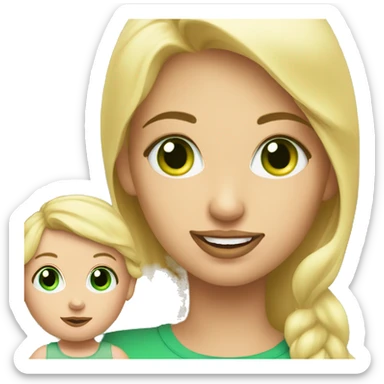 Blonde girl with green eyes taking her baby for a walk outside sticker