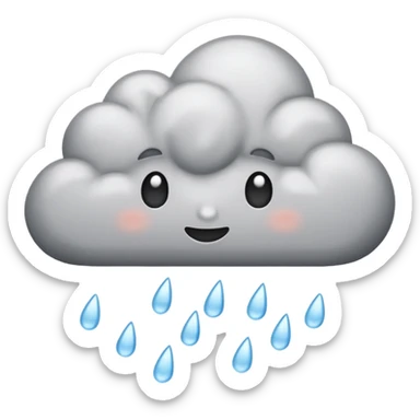 emoji of grey cloud is raining, (without faces) sticker