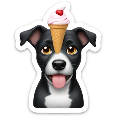Black dog eating ice cream sticker