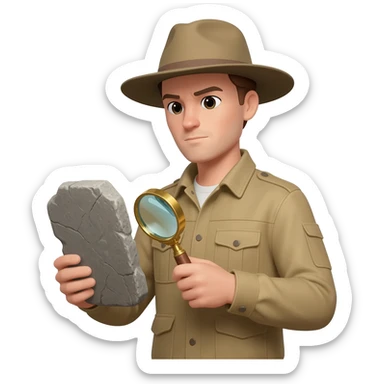 archaeologist is holding a magnifying glass sticker