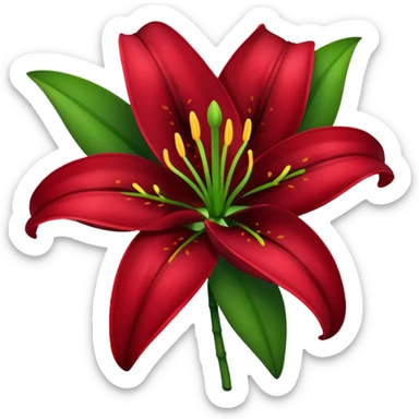 A lily flower in a dark cherry red colour with a stem sticker