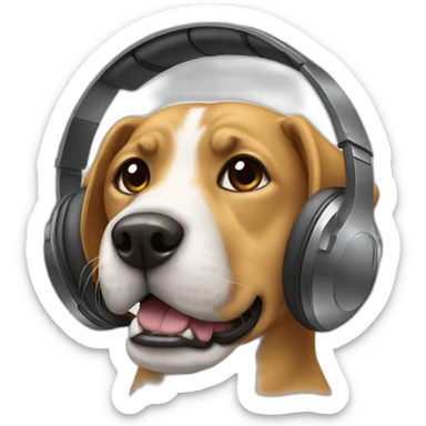 DOG WEARING HEADPHONES sticker