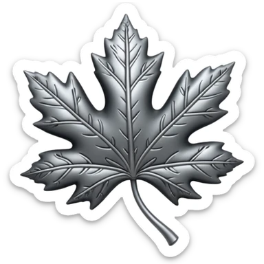 Black and silver filigree maple leaf, 3D, extremely detailed design sticker