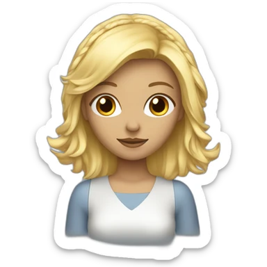 Femme yeux bleus, cheveux longs et blonds, avec un casque musique sticker