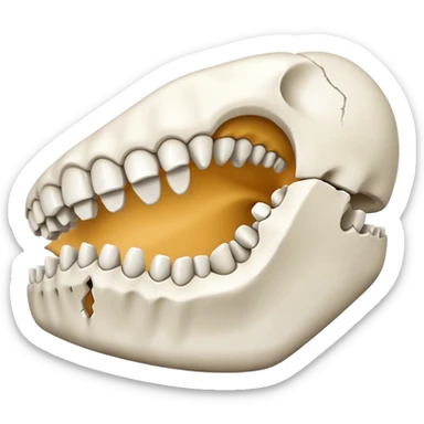 Detached jawbone lying cracked on the ground. sticker