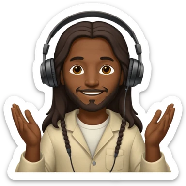 African American Jesus Christ  holding a pair of headphones sticker